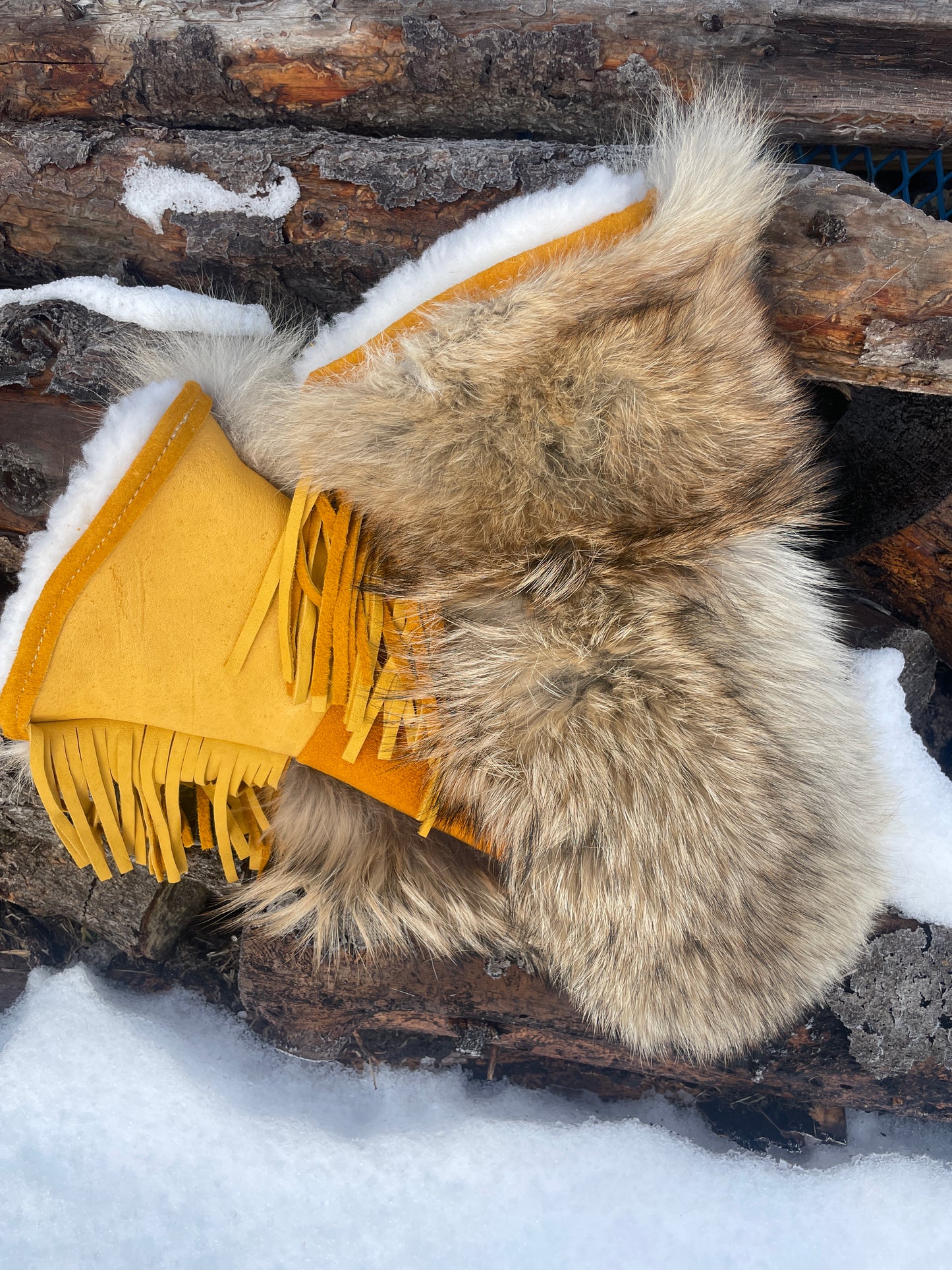 Classic Coyote Mitts with Fringe