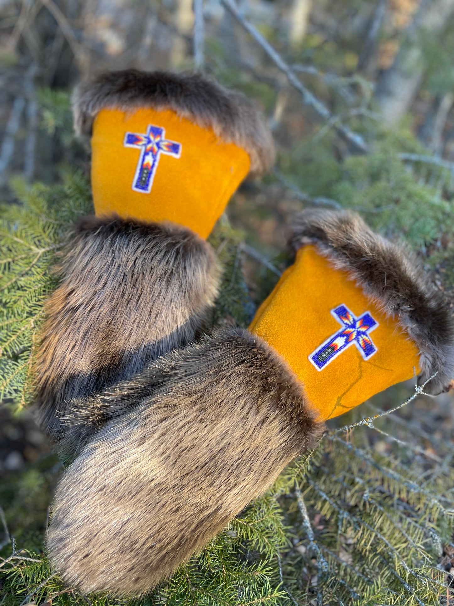 Custom Beaded Cross Mitts