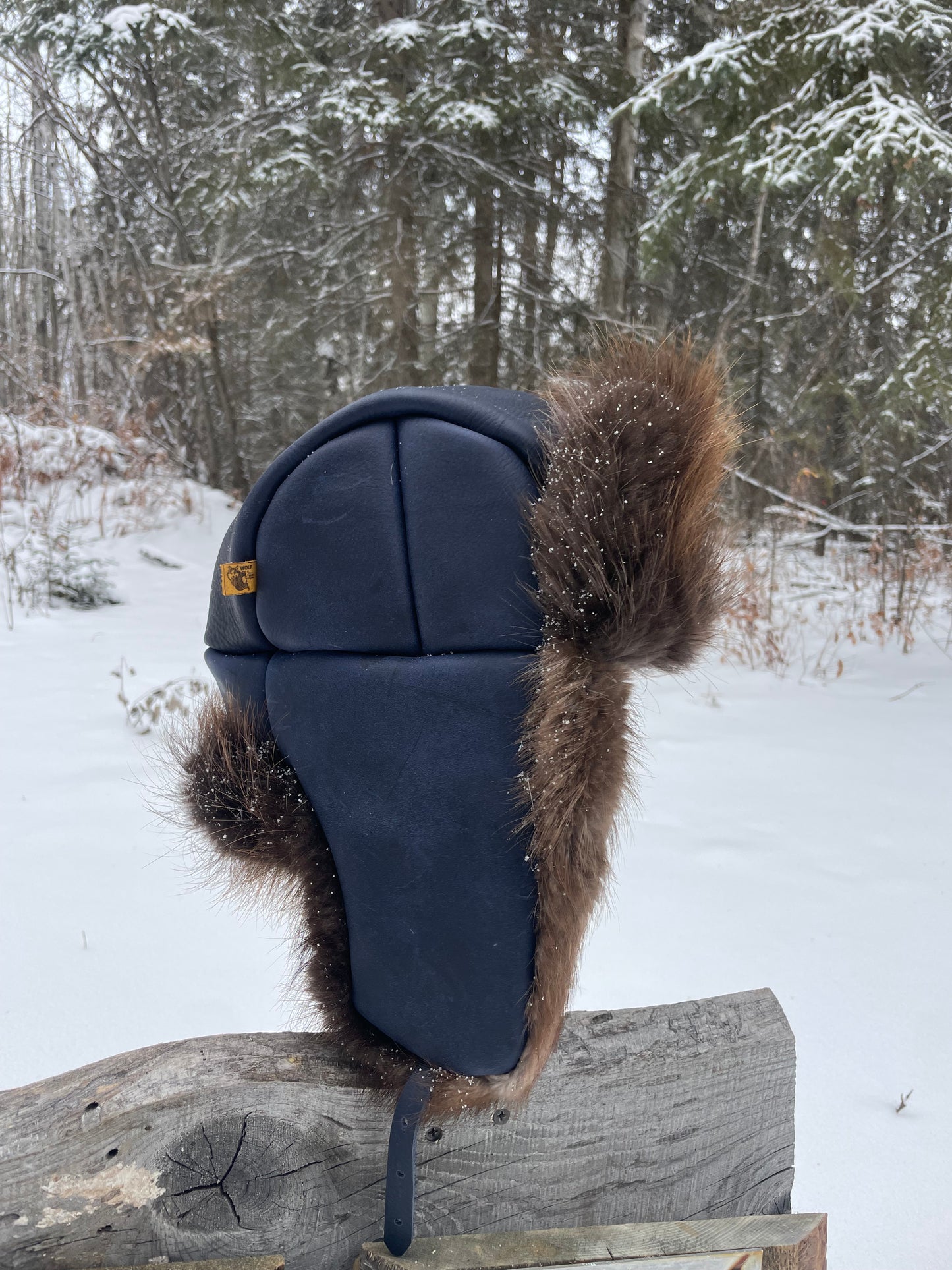 Beaver Trapper's Hat in Navy Blue