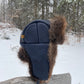 Beaver Trapper's Hat in Navy Blue