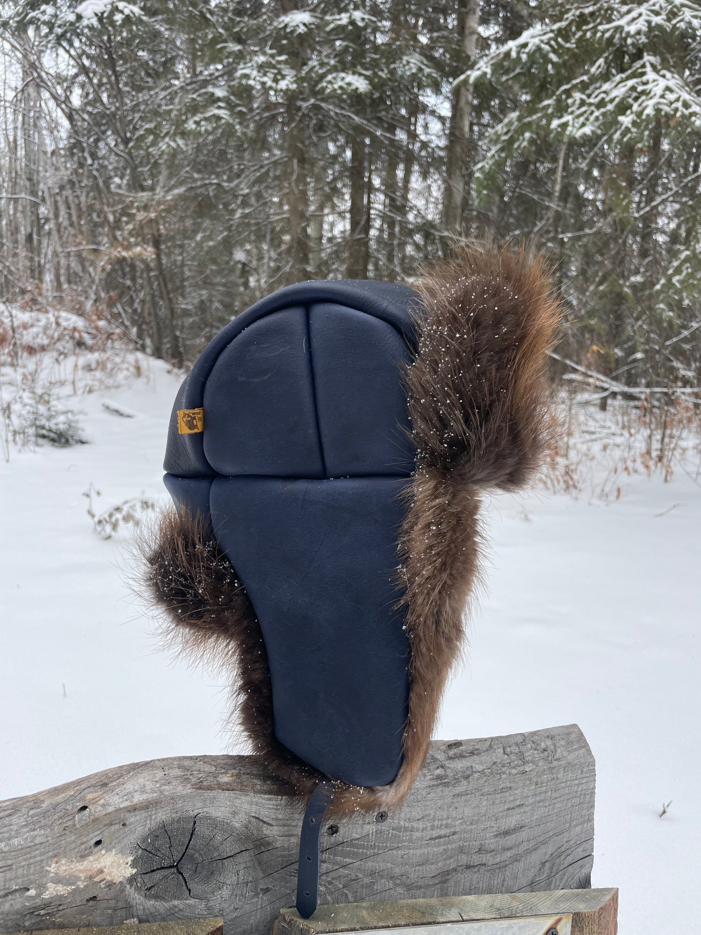 Beaver Trapper's Hat in Navy Blue