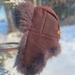 Burgundy Raccoon Trapper's Hat