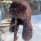 Burgundy Raccoon Trapper's Hat