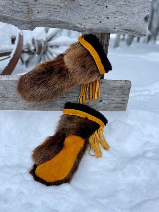 Classic Fringed Beaver Mitts