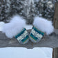 Limited Edition Grey Pendleton & White Marble Fox Mitts