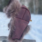 Burgundy Raccoon Trapper's Hat