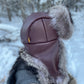 Burgundy Raccoon Trapper's Hat