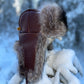 Burgundy Raccoon Trapper's Hat