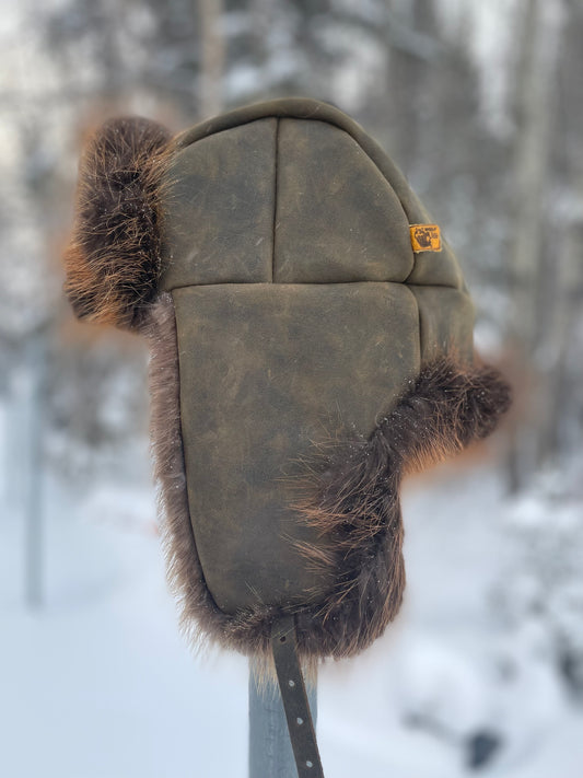 Beaver Trapper's Hat in Army Green